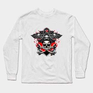 Fire Skull Pirates Long Sleeve T-Shirt